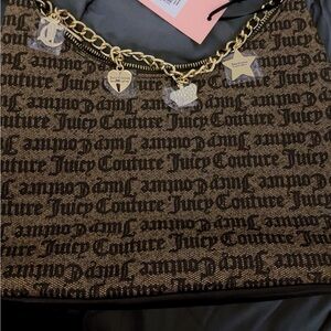 Juicy Couture Black and Brown Monogram Shoulder Bag
